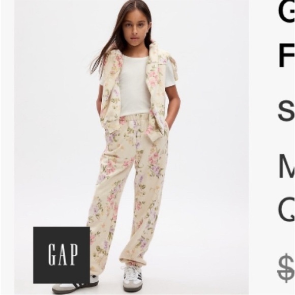 Gap × LoveShackFancy Kids Floral Logo Joggers Small - Picture 1 of 4